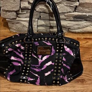 Betsey Johnson Black and Pink Zebra Print Satchel